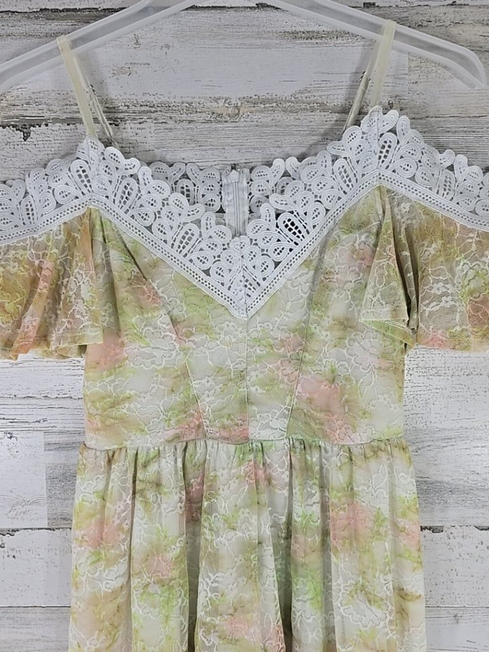 DISNEY PRINCESS Pastel Floral Lace Dress MEDIUM White Trim Fairytale Cottagecore - Picture 6 of 16